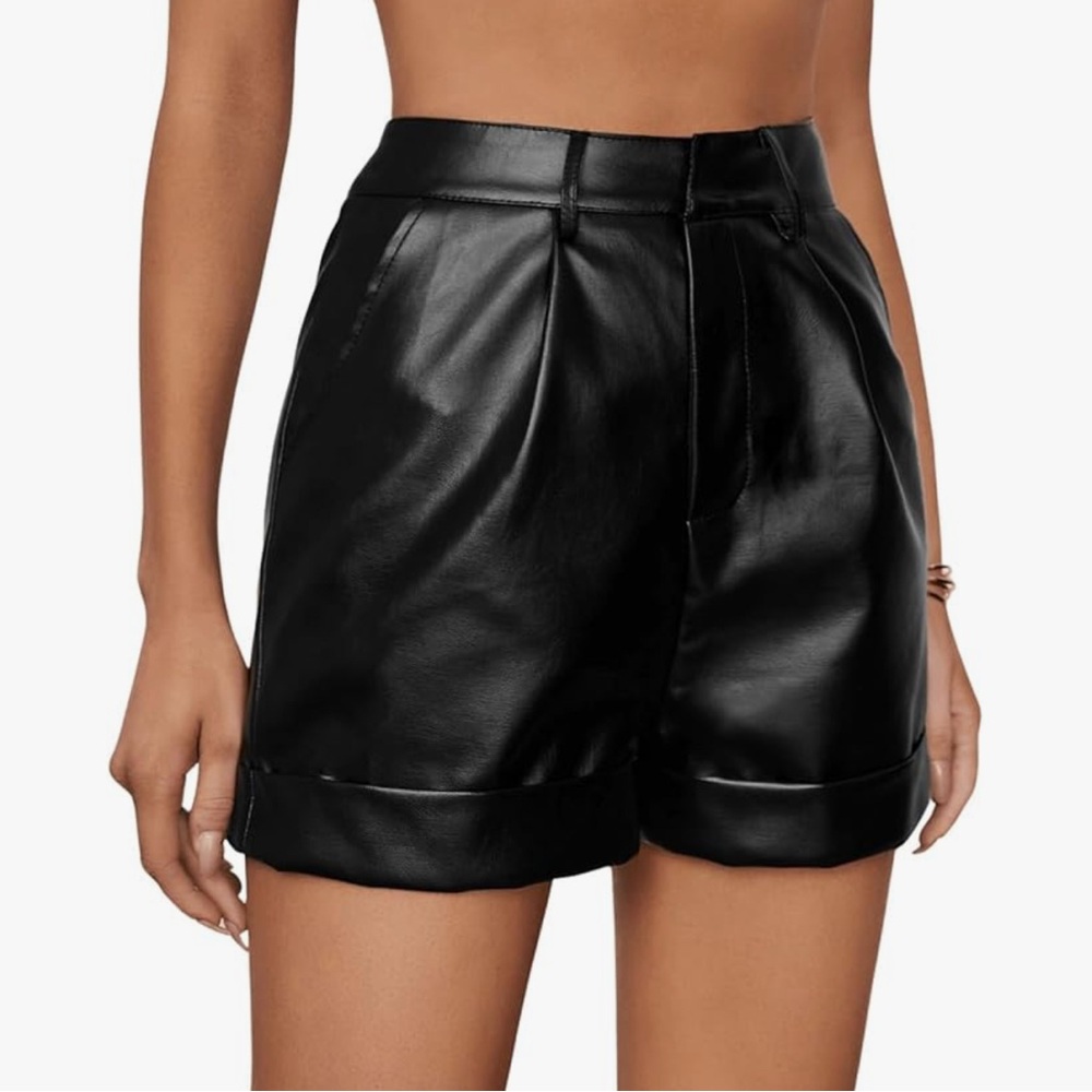 Faux leather high waisted shorts